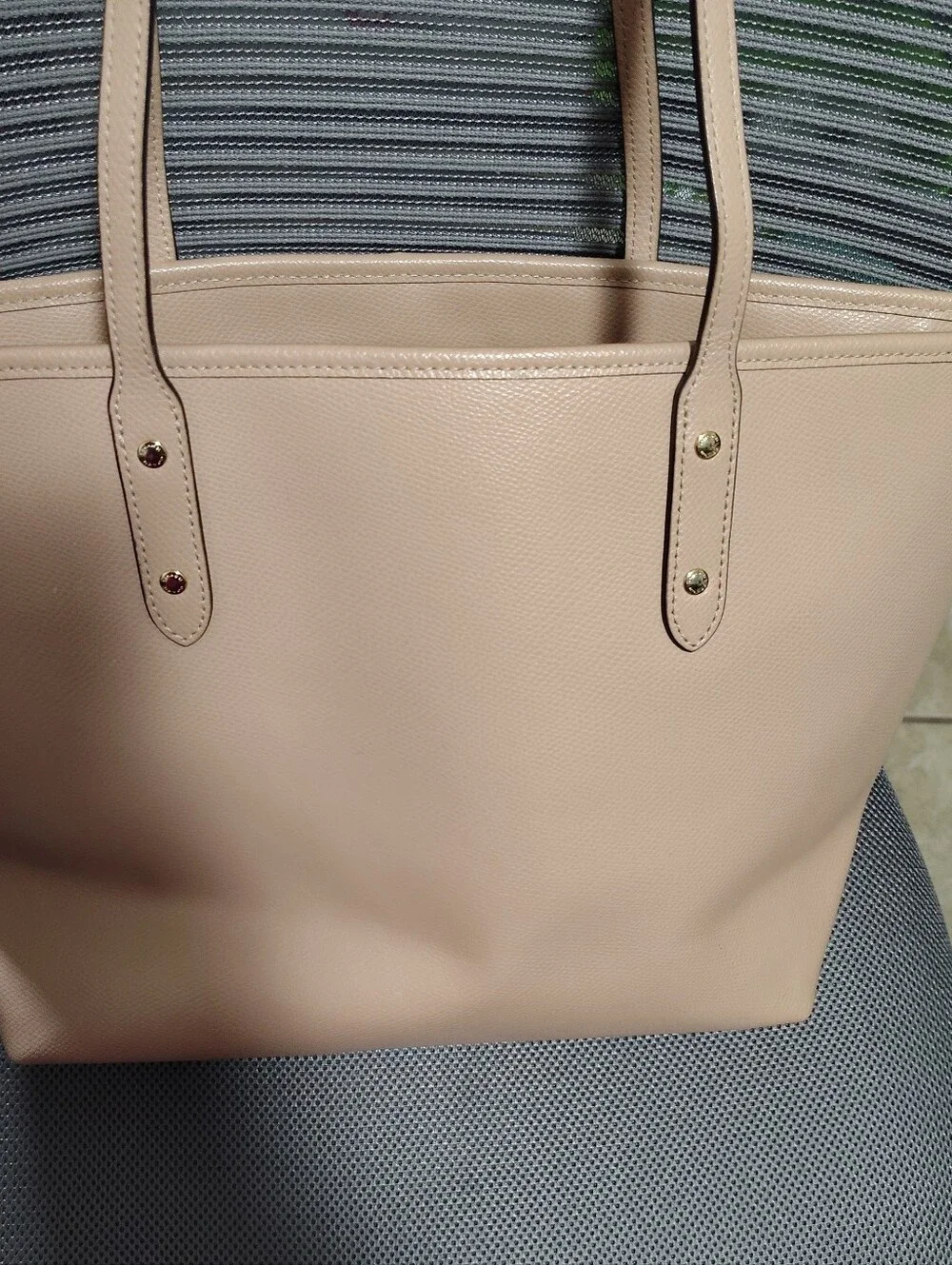 Coach Leather Tote in Tan/Blush
